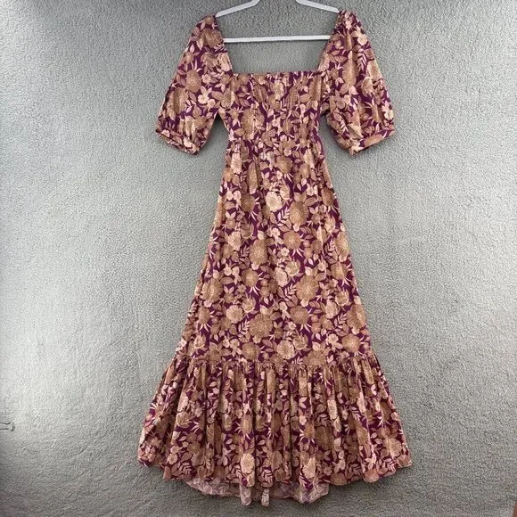 Favorite Daughter Vintage Multi Floral Puff Sleeve Maxi Dress Size 4 NWT - Picture 4 of 13